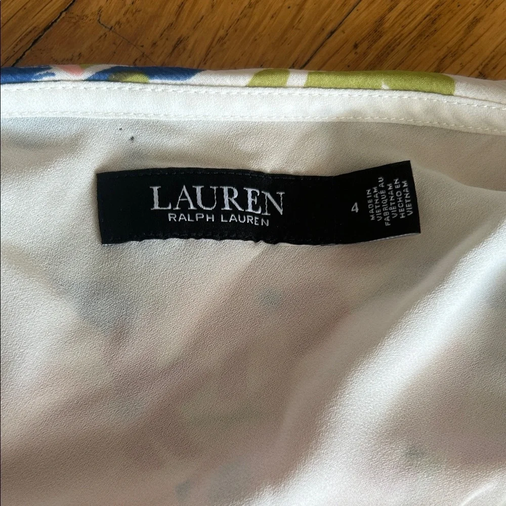 Ralph Lauren Floral Colorful Georgette Drop-Waist Dress Size 4 - Picture 6 of 14